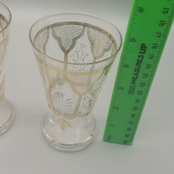 Vintage gold trimmed clear juice glasses set of two - Picture 8 of 10
